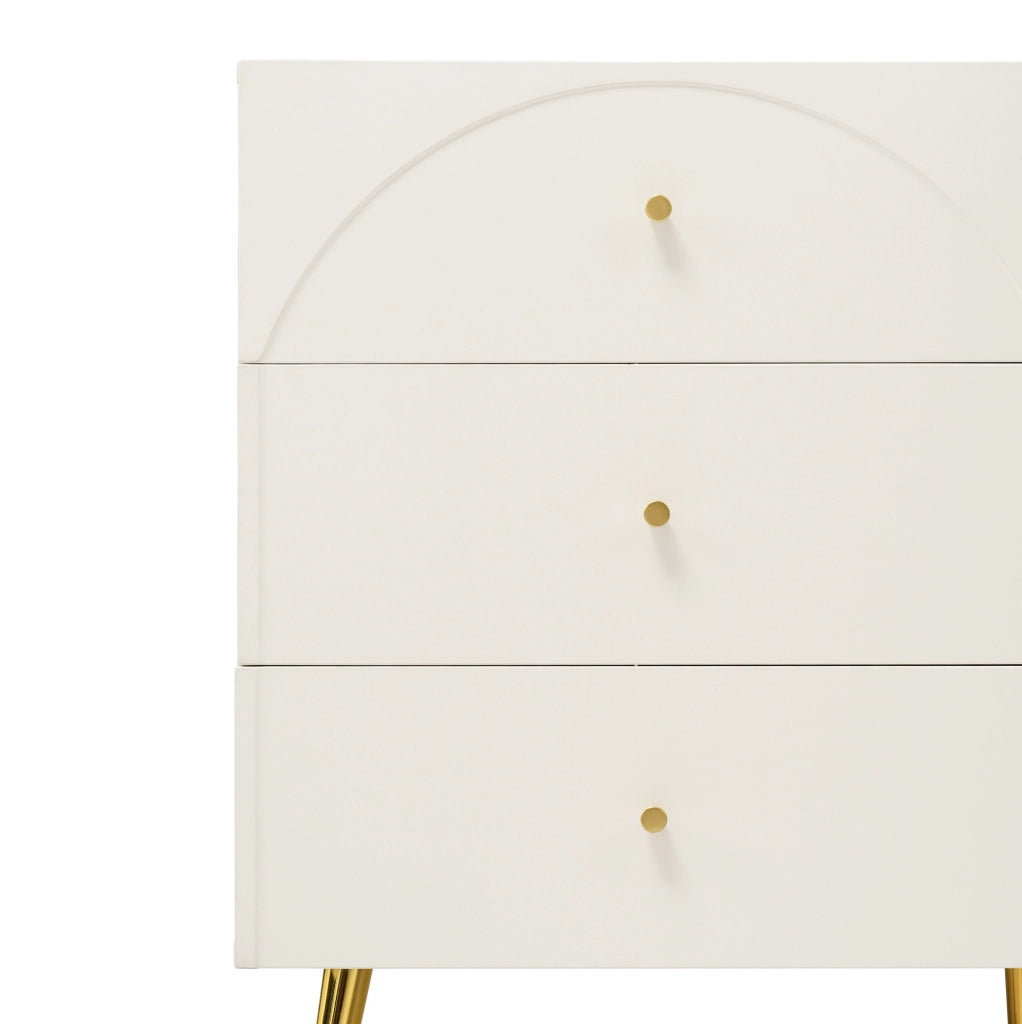 Comò crema bianco con 6 cassetti, 120 x 40 x 85 cm