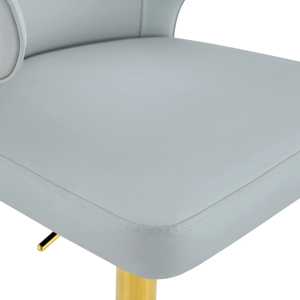 Sgabello da Bar Girevole con Schienale Ergonomico, Altezza Regolabile e Poggiapiedi, in PU Grigio Chiaro