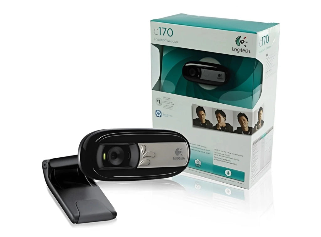 Webcam Logitech C170 per PC/Laptop Risoluzione VGA 30fps Foto fino a 5 Megapixel Tecnologia Fluid Crystal Clip Universale Microfono Integrato