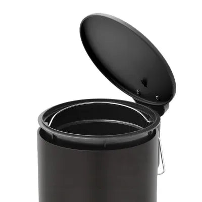 Pattumiera bagno in acciaio nero con pedale e coperchio slim 3 lt