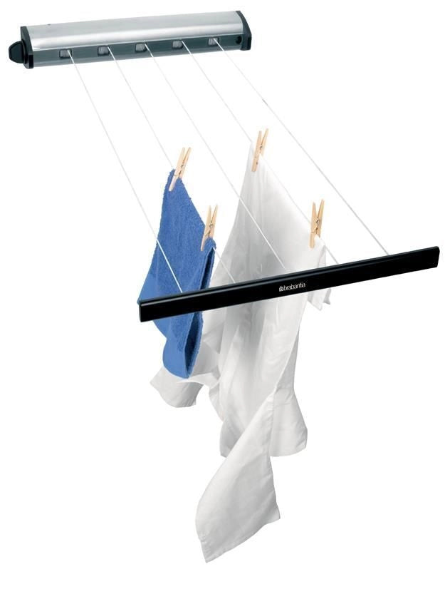 Brabantia 385766 Pull-Out Drying Lines Set Stendibiancheria Estraibile 22 metri Sistema di Bloccaggio Automatico colore Acciaio inox