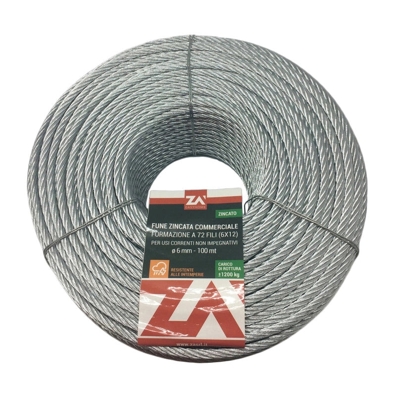 FUNE ACCIAIO COMMERCIALE 72F D 14 MM- FUNI 90- 50,0 metri