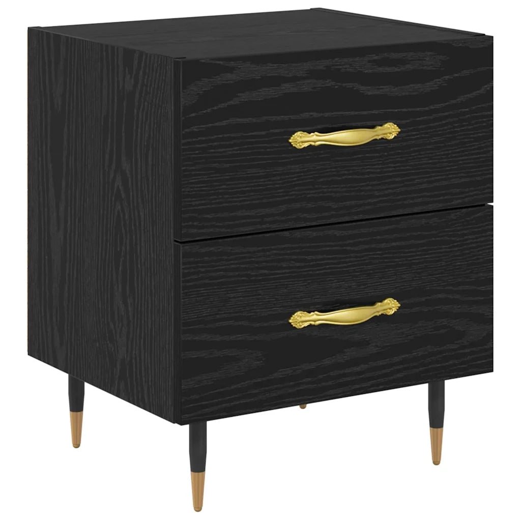 Armadio da Notte con cassetto Rovere Nero 40 x 35 x 47,5 cm