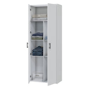 Mileto, Armadio Multiuso 2 Ante 3 Ripiani, 40x206h cm Bianco