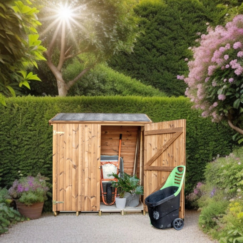 Casetta da giardino in legno termo-trattato 19 mm 163x72 cm – ripostiglio compatto con pavimento e 2 ripiani – THE1708.01N Foresta
