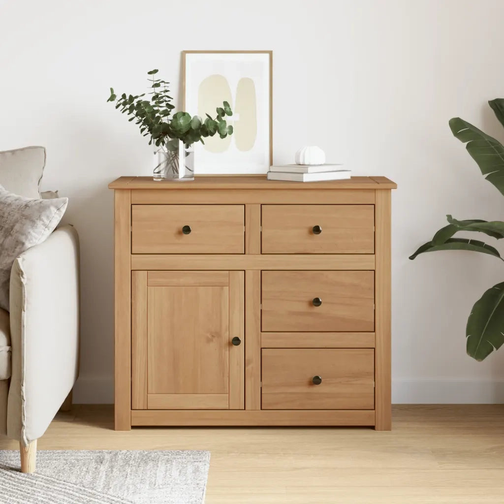Credenza con Cassetti-Buffet-Armadio da cucina Panama 93x40x80 cm Legno Massello di Pino