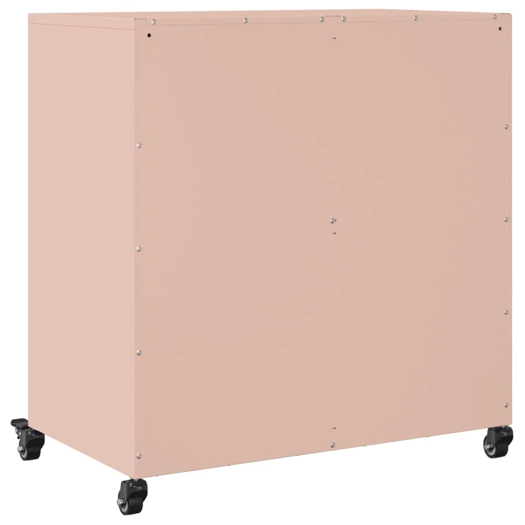 Credenza cassettiera armadio mobile contenitore organizer per cucina soggiorno salotto 68,5 x 39 x 72 cm acciaio rosa 02_0036212