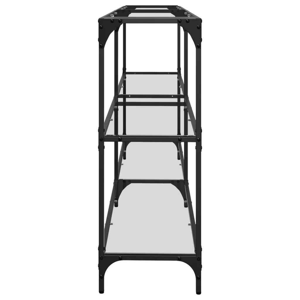 vidaXL Tavolino Consolle Piano Vetro Trasparente 194,5x30x81cm Acciaio