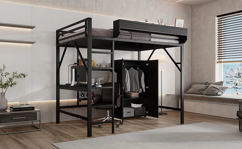 letto a castello mdf metallo nero 140x200 cm