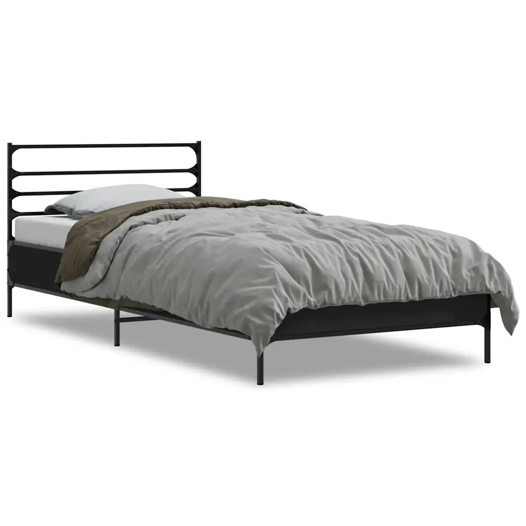 Giroletto Nero 100x200 cm in Legno Multistrato e Metallo 845587