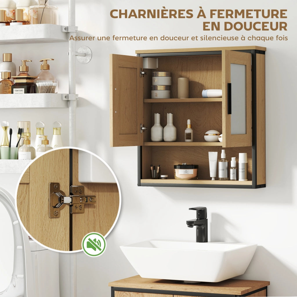 Armadio bagno specchio ripiano regolabile ¨C zephmum ¨C rovere