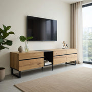 Cassettiera TV in truciolato color legno 180 cm