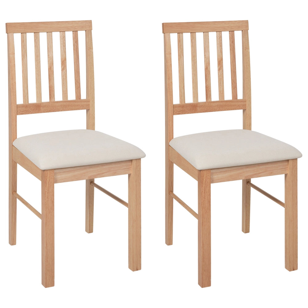 Set di 2 sedie da pranzo imbottite in marrone chiaro e beige chiaro stile tradizionale e classico