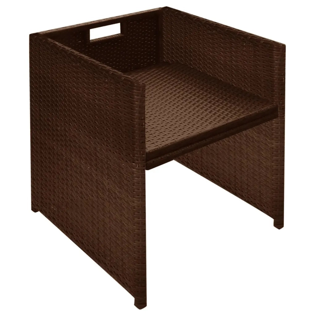 Set da Bistrot 3 pz con Cuscini in Polyrattan Marrone 42540