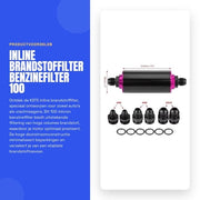 Filtro benzina 100 micron - Filtro carburante inline - Alta portata - Inox - Alluminio T6061 - Corrosione resistente