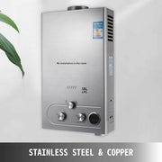 Proprietà LPG/Butano Geiser 10L - Regolazione di Temperatura e Regolazione di Gas - Visualizzazione LCD della Temperatura - Incluso Doccia con Kit di Montaggio