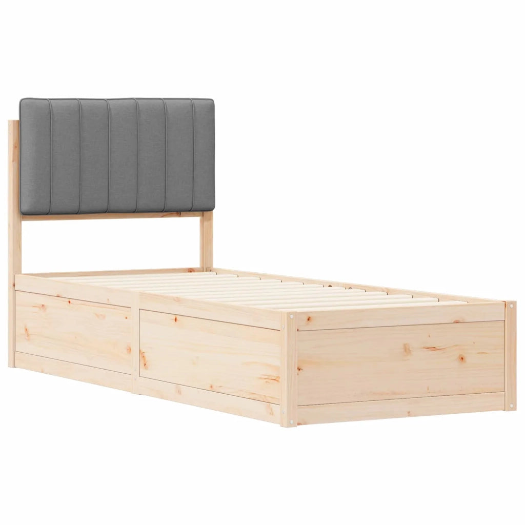 Letto con Testiera Rivestita Grigio chiaro 75 x 190 cm