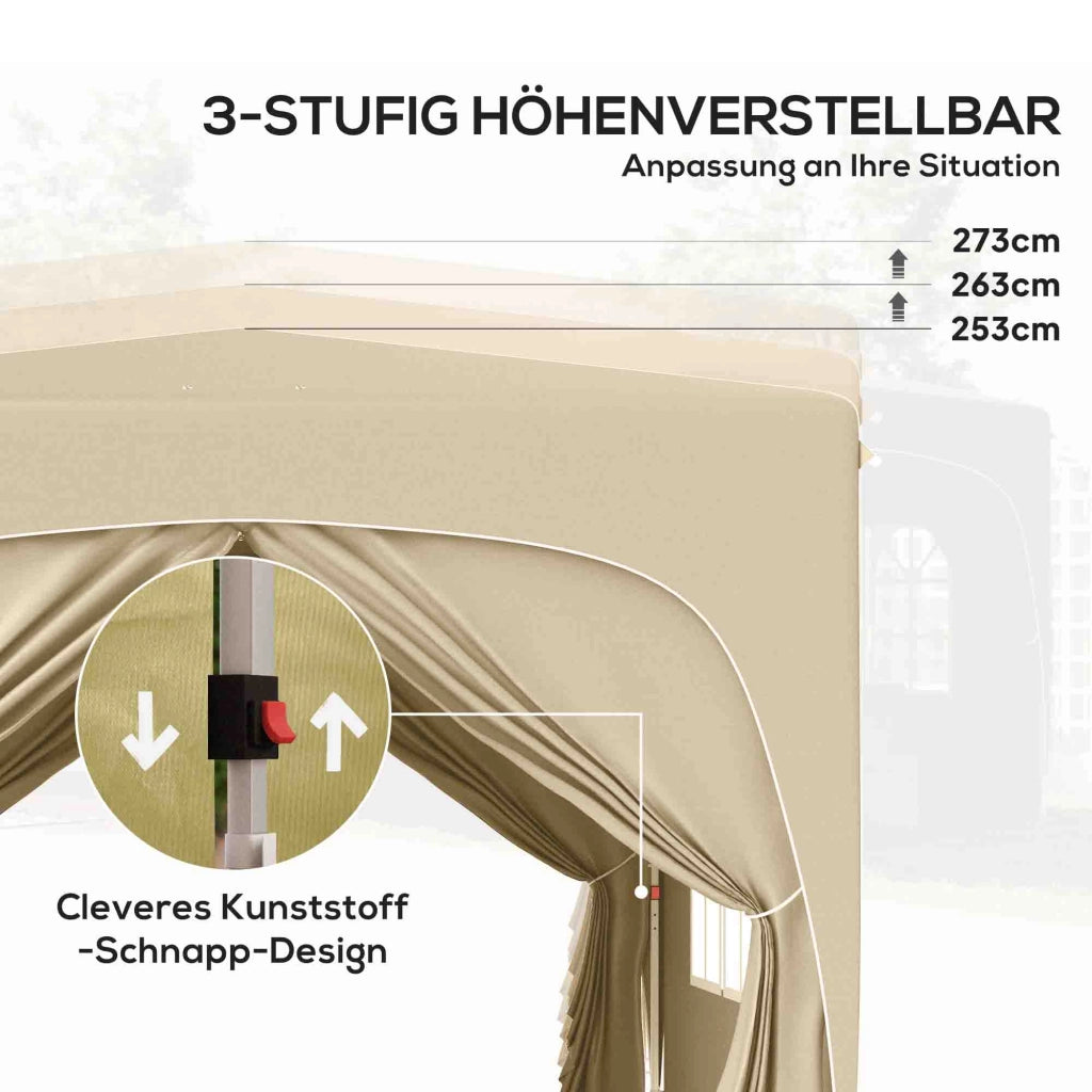 Gazebo 3x3m gazebo pieghevole impermeabile resistente all'acqua e stabili invernali protezione UV 50+ tenda da giardino pieghevole con 4 pannelli laterali zaino da giardino per campeggio sabbia