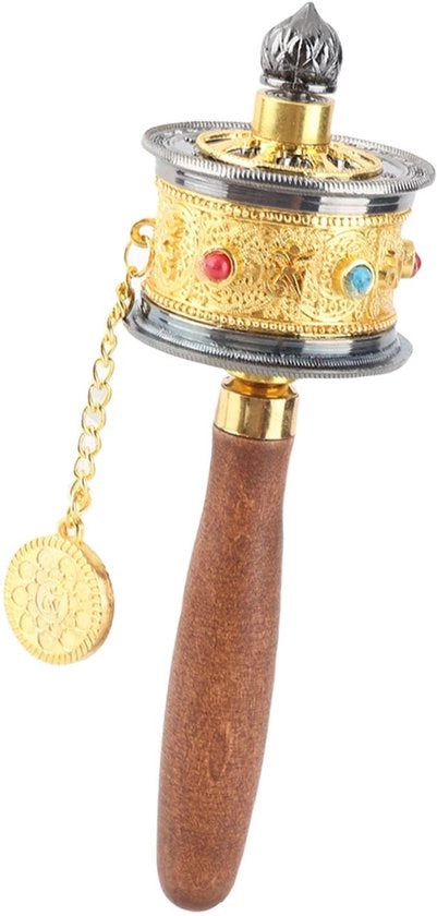 Pompa di preghiera Premium Leggera - Mantra Buddhista - Manufatta a mano - Oggetto di collezione - Regalo unico - Eccellenza artigianale - Rotaia di preghiere