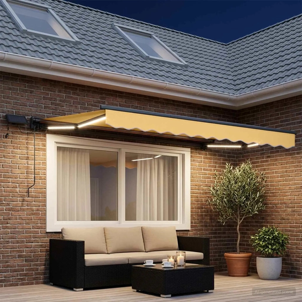 Cornice per Tenda Manuale con LED Sabbia 4,5 × 3 m 3426247