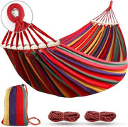 Hammock da Camping all'aperto con Barre di Spiegamento, Tessuto di Canapa Spesso e Duro e Nodo Metallico Solido, Capacità di Carico 550 kg per Giardino Esterno - Rosso
