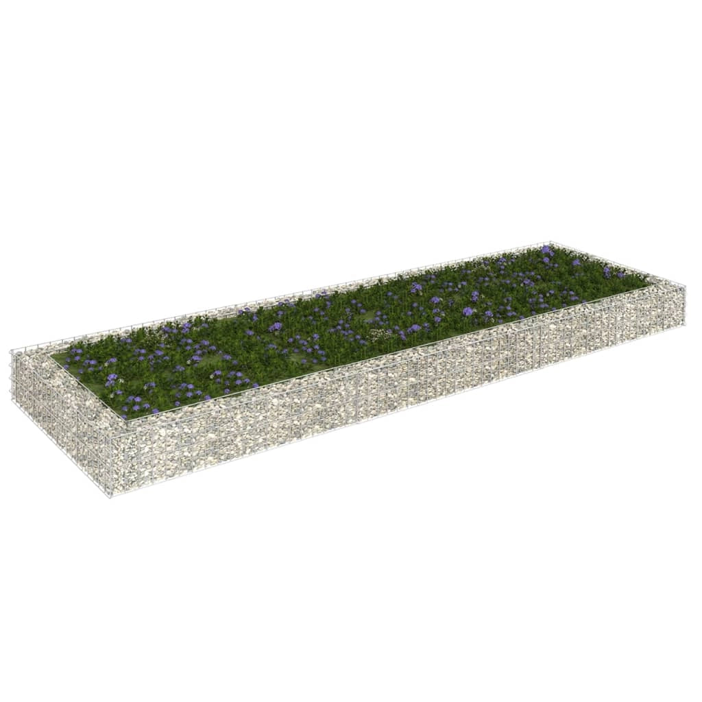 Aiuola rialzata in gabbione di acciaio zincato 300 x 100 x 20 cm Argento 02_0039894