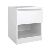 Comodino a un Scolastica, colore bianco lucido, cm 40 x 49 x 40