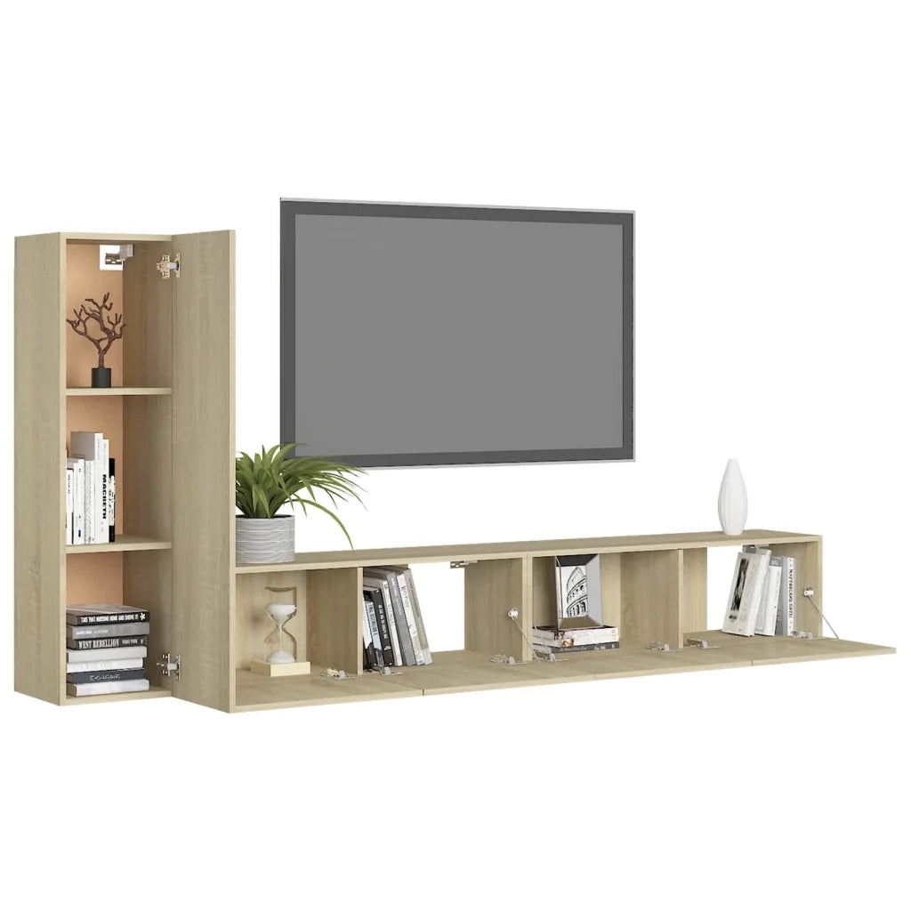 Set di Mobili Porta TV 3 pz-Set di 3 Credenza per TV Rovere Sonoma in Legno Multistrato 577499