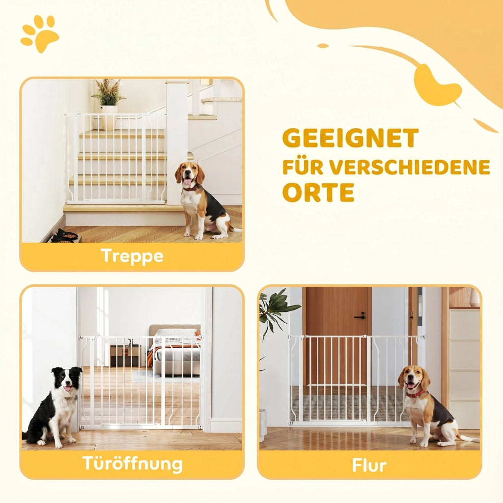 Cancelletto di Sicurezza per Cani ¨C Xylo ¨C Regolabile 75-115cm, Acciaio Bianco
