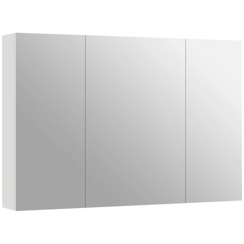 ARMADIETTO PENSILE BAGNO CON 3 ANTE A SPECCHIO E RIPIANI REGOLABILI IN LEGNO 90X13.5X60 CM, BIANCO