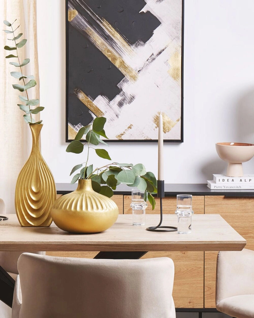 Vaso decorativo in gres porcellanato dorata da 20 cm Accessorio per la casa da tavolo Pezzo d'Stile glamour