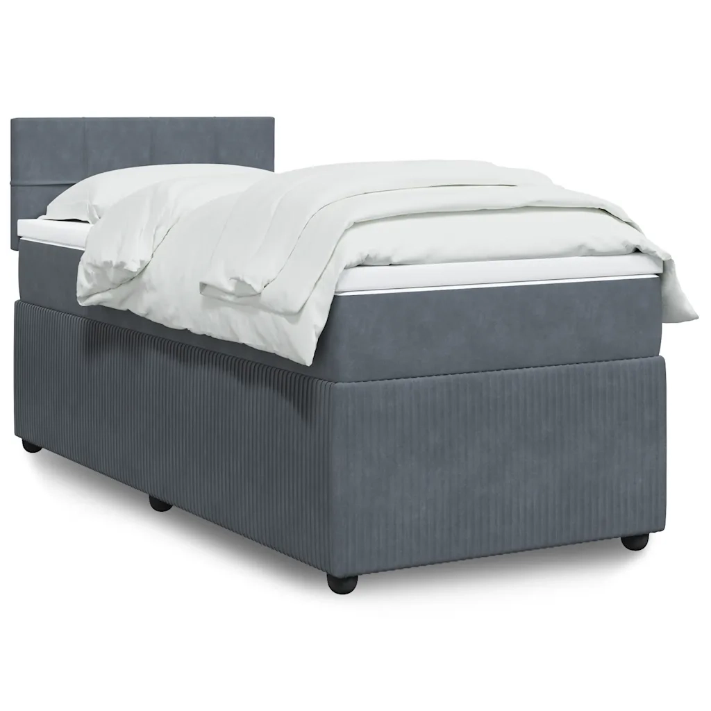 Giroletto a Molle con Materasso Grigio Scuro 90x190 cm Velluto 3287627
