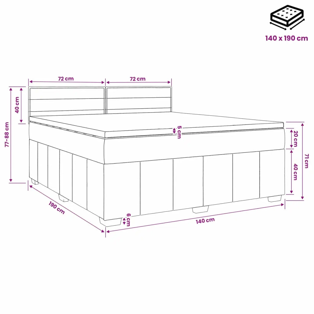 Letto box spring con materasso Blu 140 x 190 cm Tessuto 3451205
