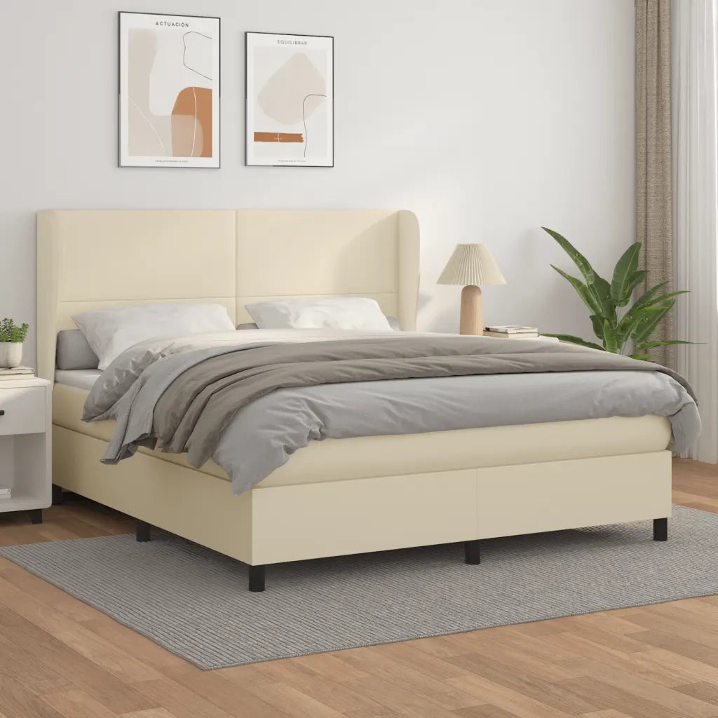 Giroletto a Molle con Materasso Crema 160x200 cm in Similpelle 3128921