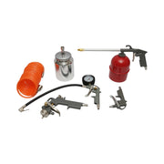Set di 5 pezzi ad aria compressa con tubo a spirale da 5 m, ideale per lavaggio, verniciatura, gonfiaggio e soffiaggio. Breckner Germany