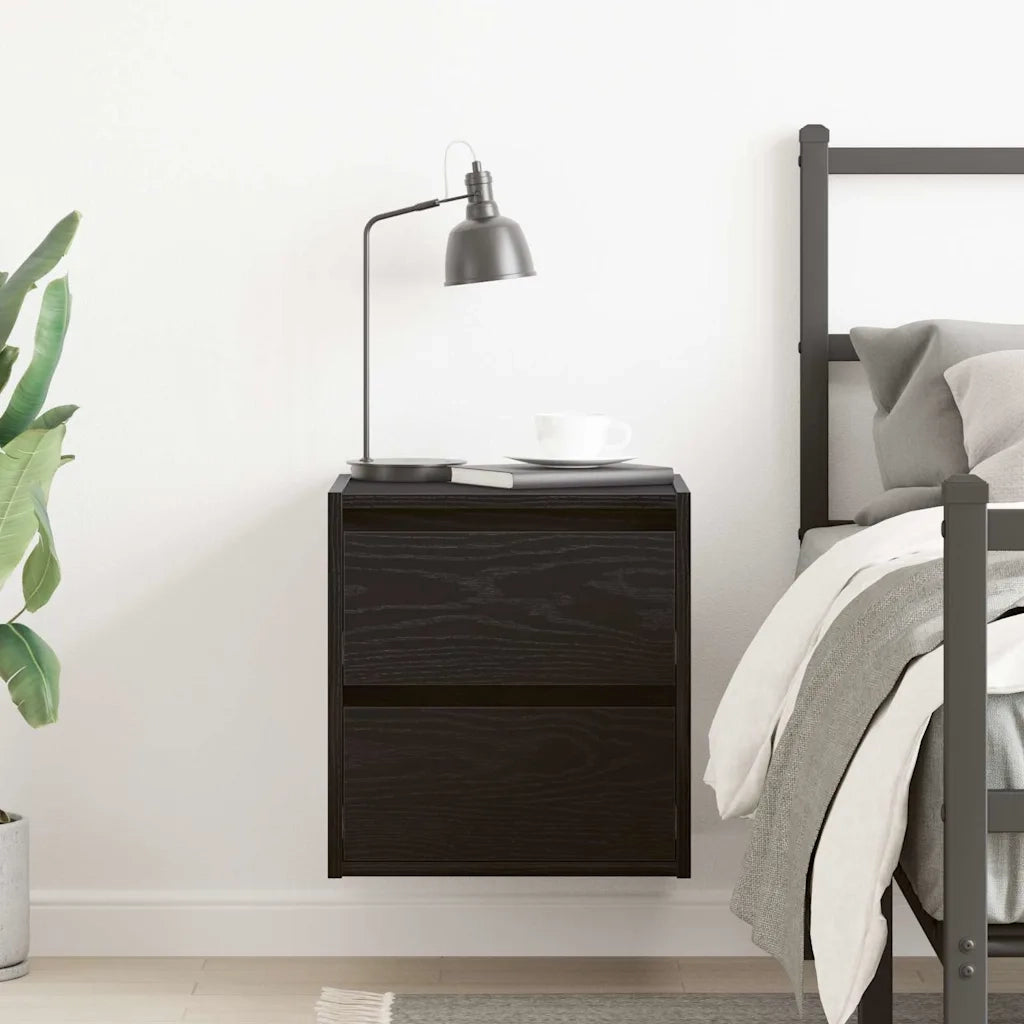 Comodino | Armadio da Notte | Mobiletto da notte a Muro Rovere Nero 38x34x40 cm