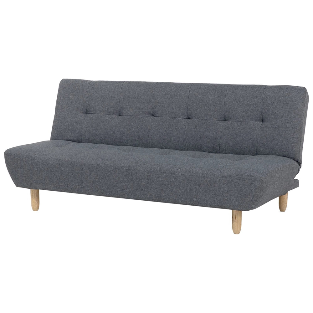 Divano Grigio Tessuto Tappezzeria Gambe In Legno Chiaro 3 Posti Stile Scandinavo