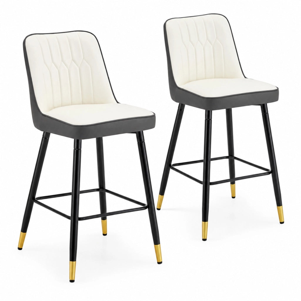 Set di 2 sgabelli da bar 100 cm in PU bianco e grigio scuro