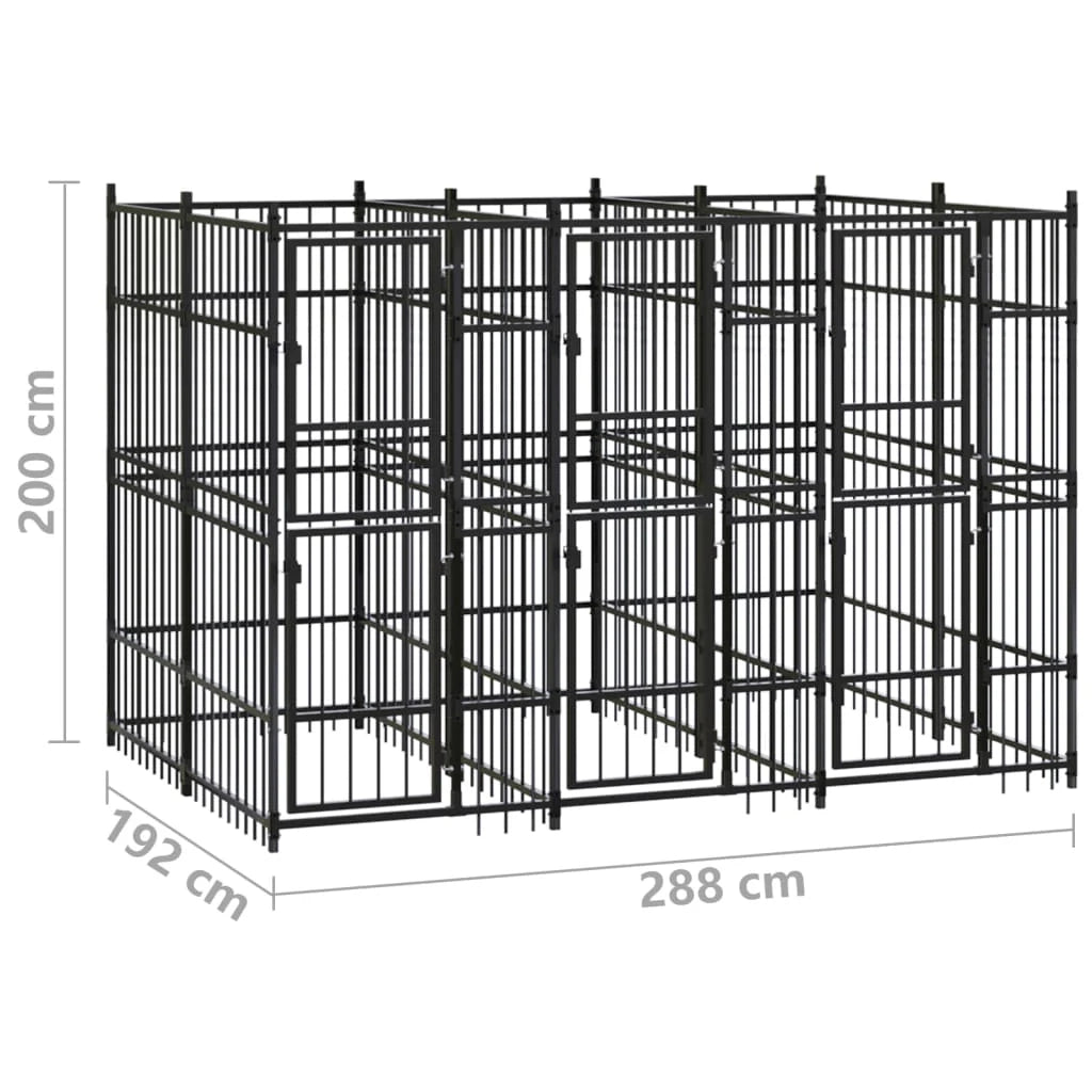Cuccia/gabbia/recinto/zaino per cani da esterno acciaio 5,53 m² nero 02_0041857
