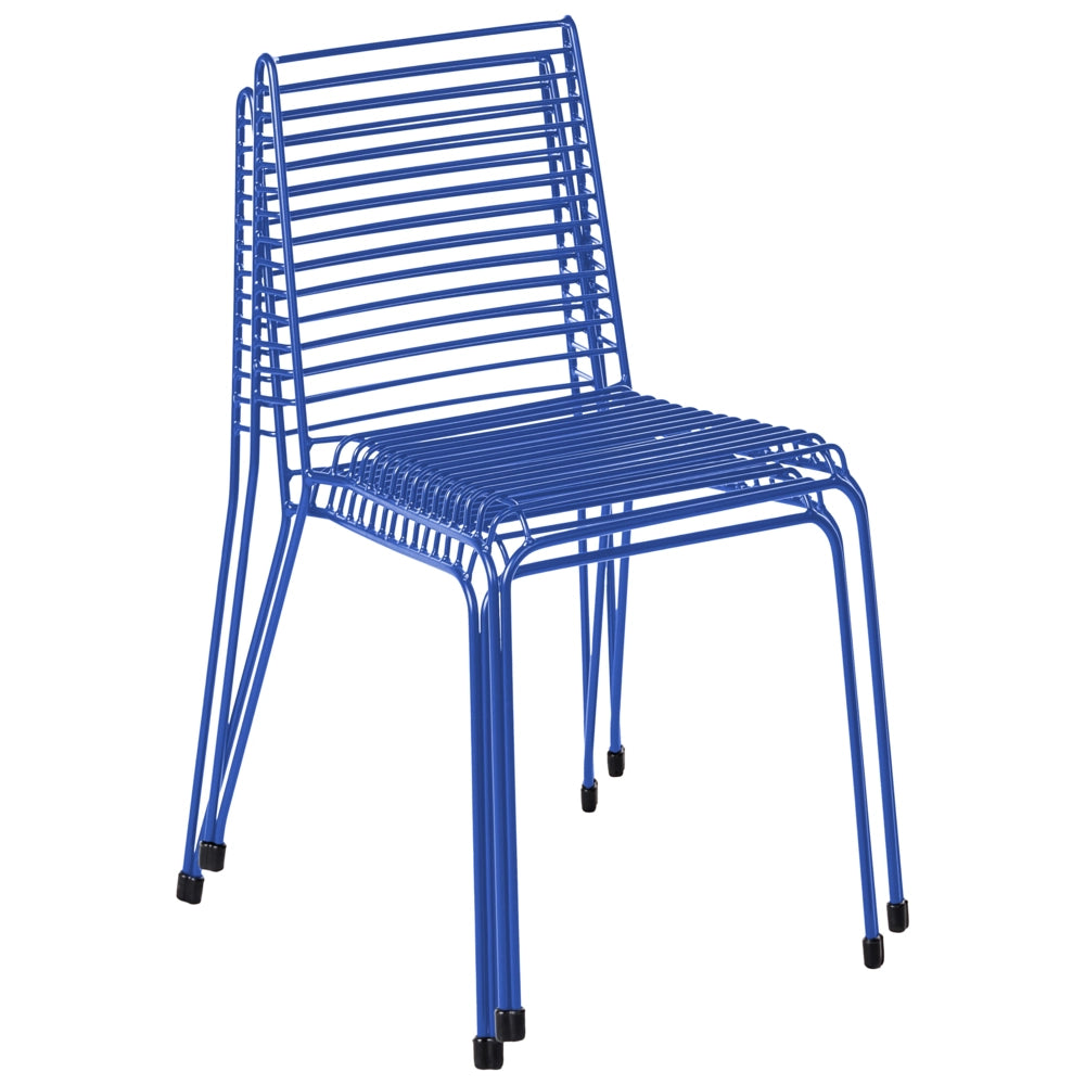 Set di 2 sedie da giardino con telaio in acciaio blu impilabili da esterno per patio stile moderno