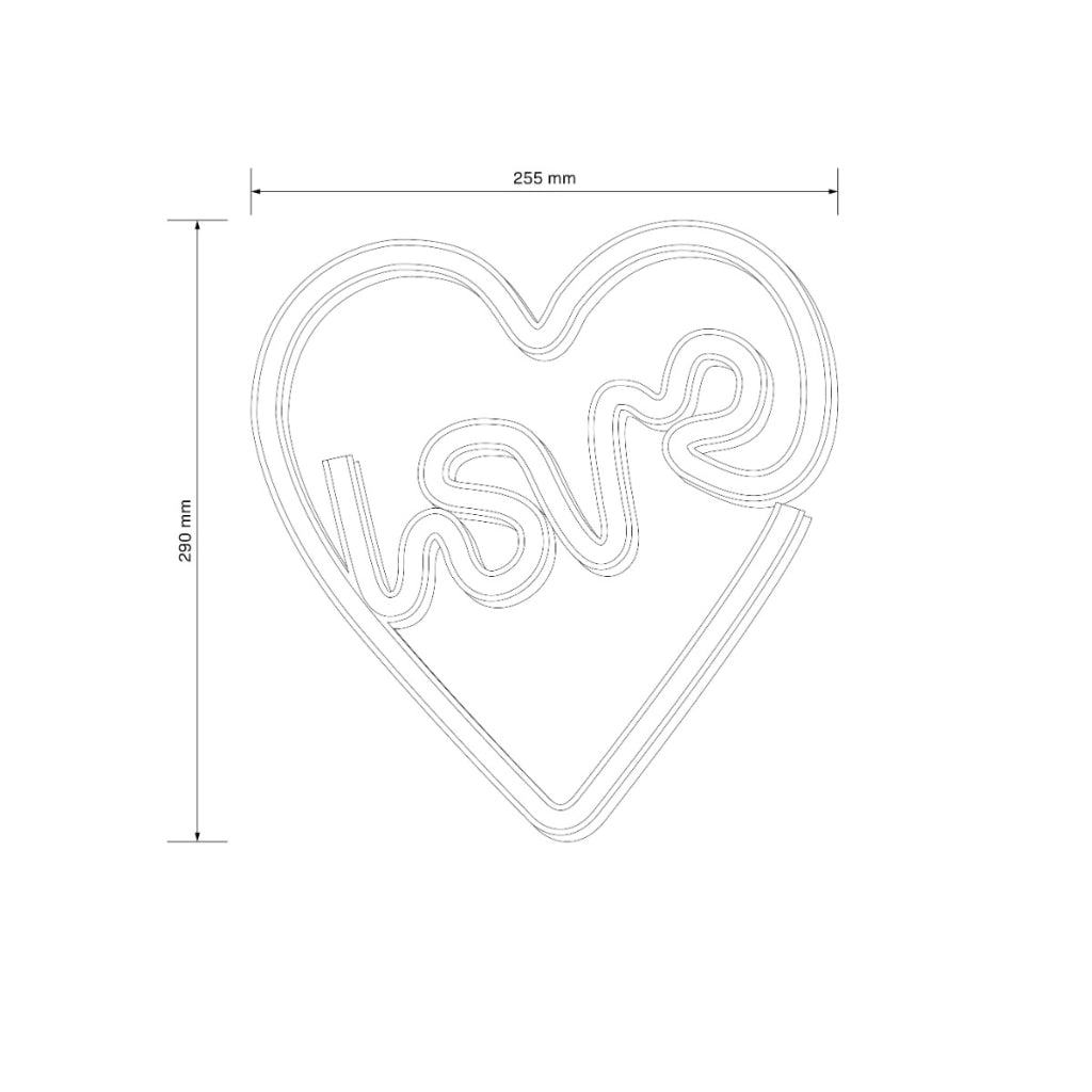 Applique neon cuore Love LED 3W USB/3xAA Polux bambini