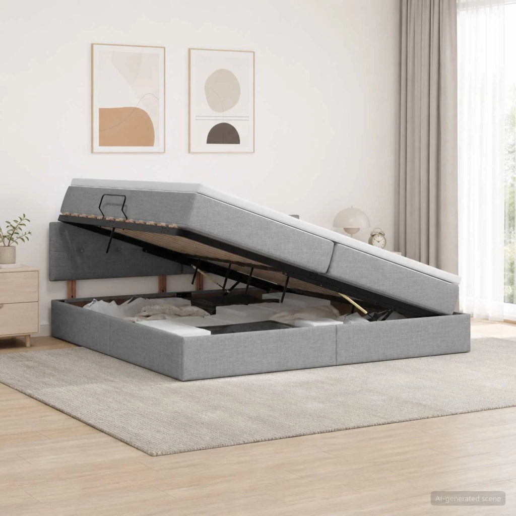 Letto con contenitore LED e materasso Grigio Chiaro 3459084