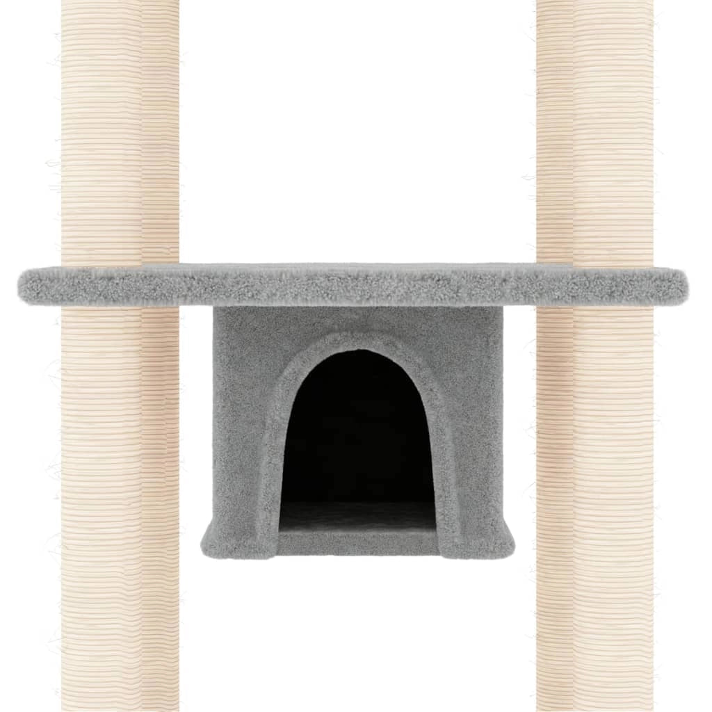 Tiragraffi per gatti Mobili per arrampicata su torre Tiragraffi piattaforma da arrampicata con tiragraffi in sisal leggero 169 cm grigio 02_0022588