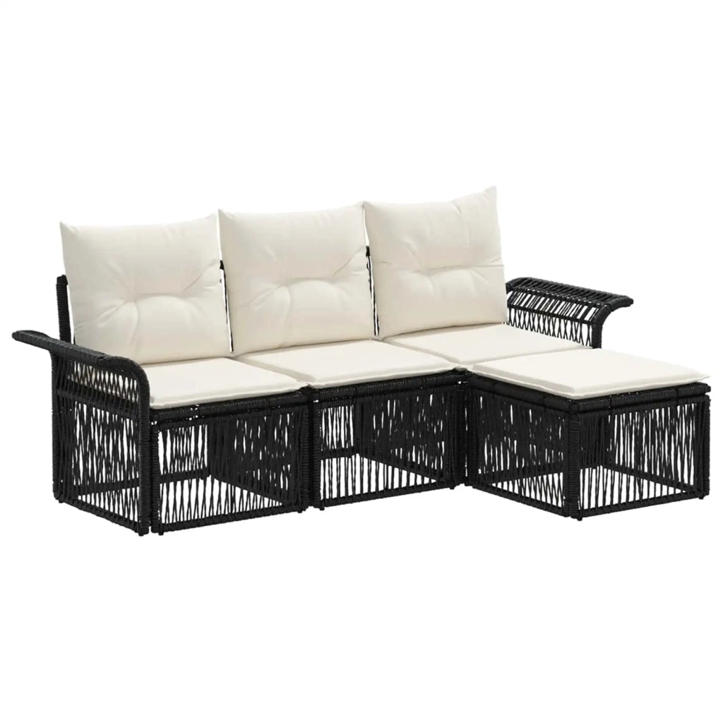 Set Divano da Giardino 4 pcs Nero polyrattan 3434809