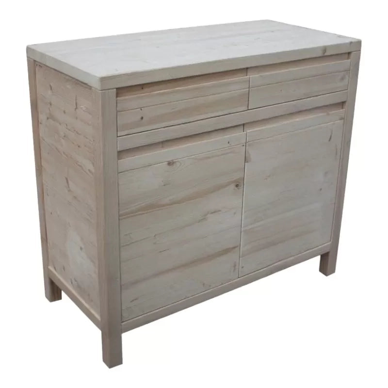 Credenza 2 porte 2 cassetti legno massello di abete grezzo 104x50x95 (3312) - Mobili 2G