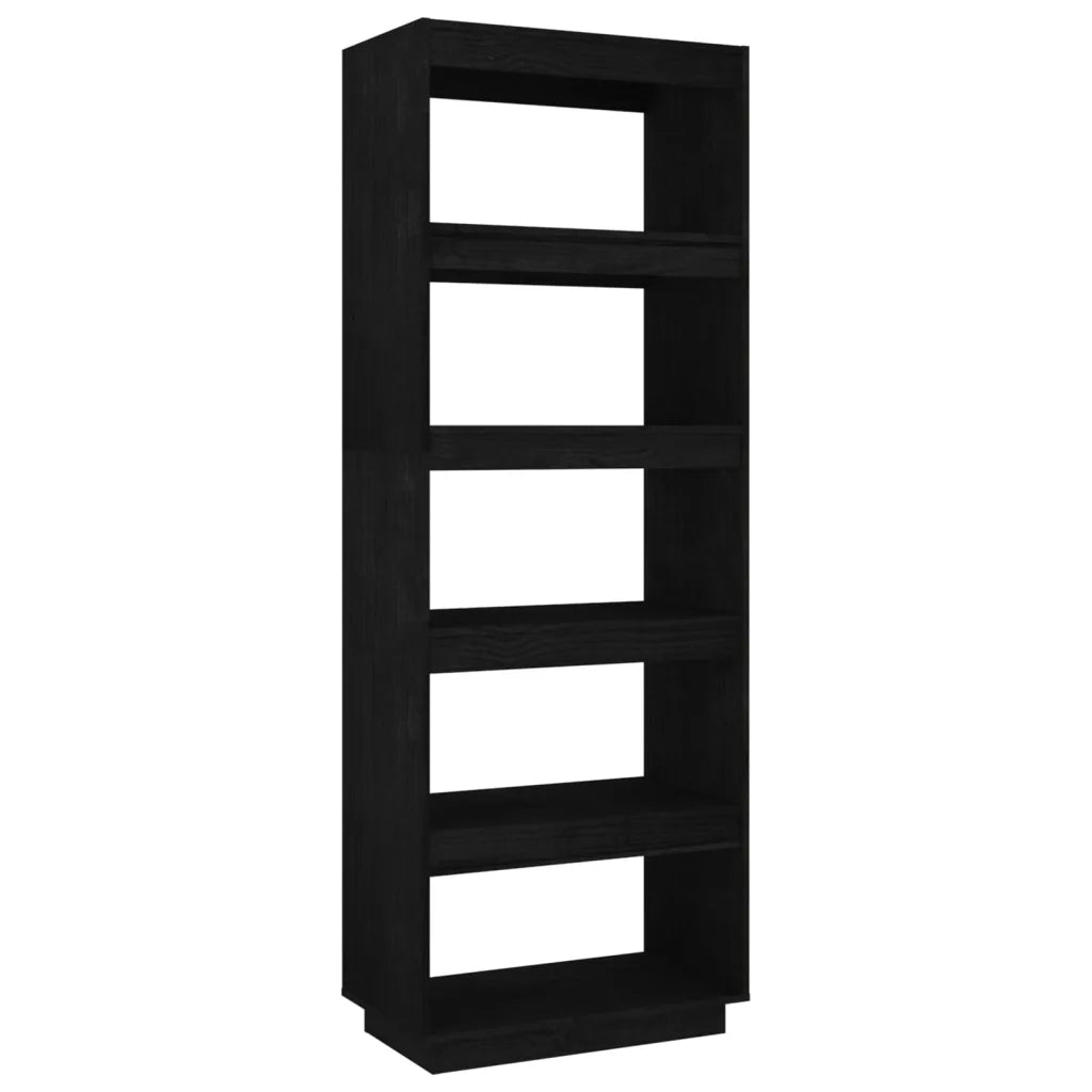 Libreria/Divisorio Nero 60x35x167 cm in Legno Massello di Pino 810878