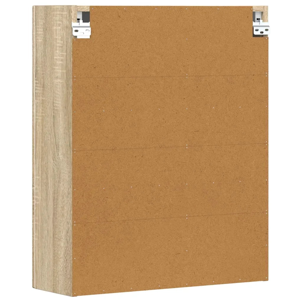 Mobiletto a parete moderno con ripiani 59 x 20 x 71 cm pratico contenitore stile minimalista legno ingegnerizzato rovere Sonoma 02_0054784