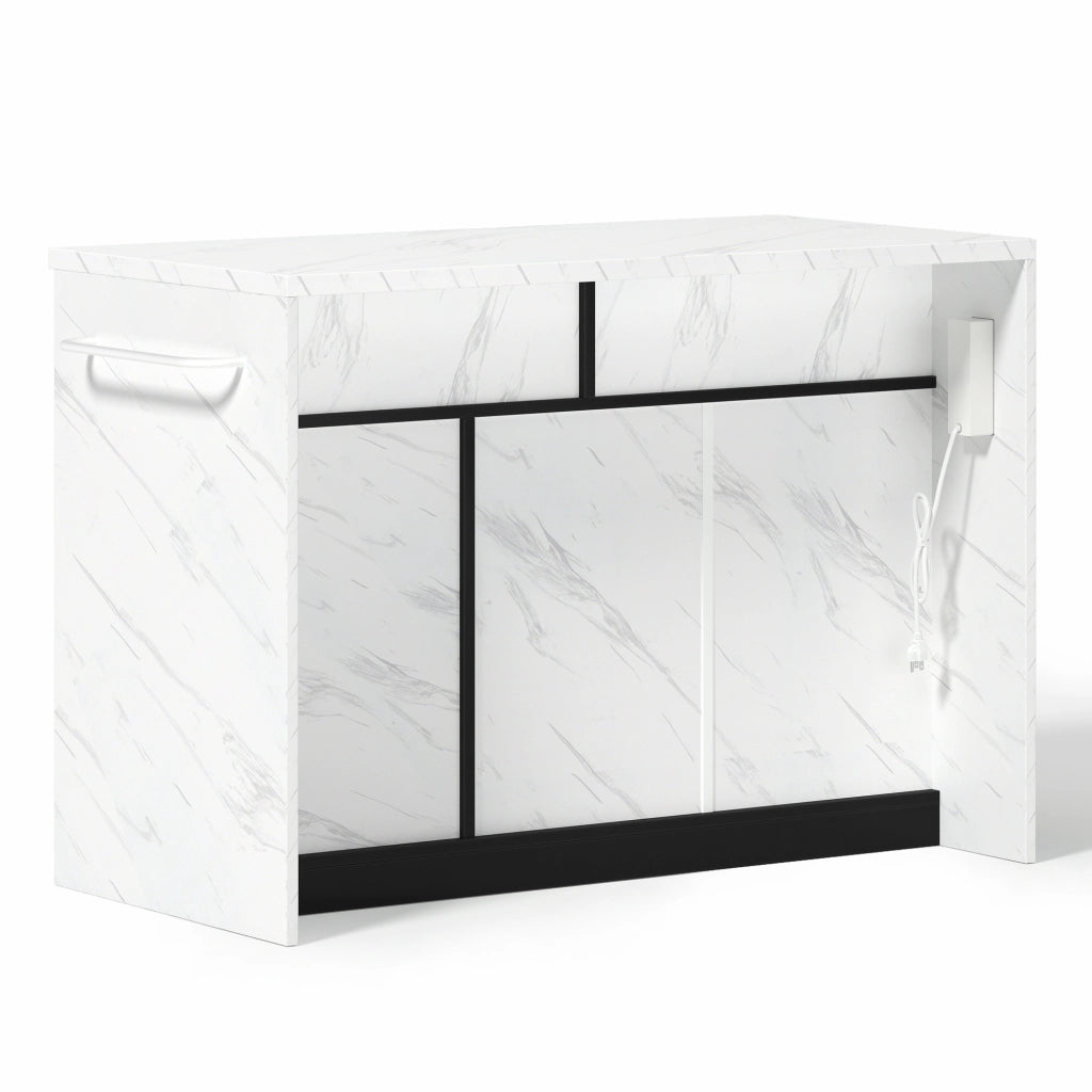 Isola da cucina 120x60x91 cm con bar, prese elettriche, USB e ripiani regolabili