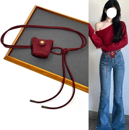 Svizzera materiale - Mini cintura retro - Cinturino sottile - Cordone decorativo con nodo - Versatile - Adatto a gonne e jeans - Cinturino - Borsa pettorale