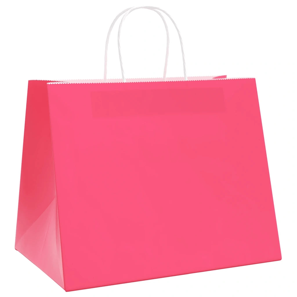 vidaXL Sacchetti di Carta 250 pz con Manici Rosa 32x22x24 cm